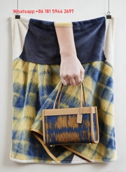 Coach Blue Yellow Ikat Print Mini Tote Flannel Throw Blanket for Sofa and Wall Decor C356